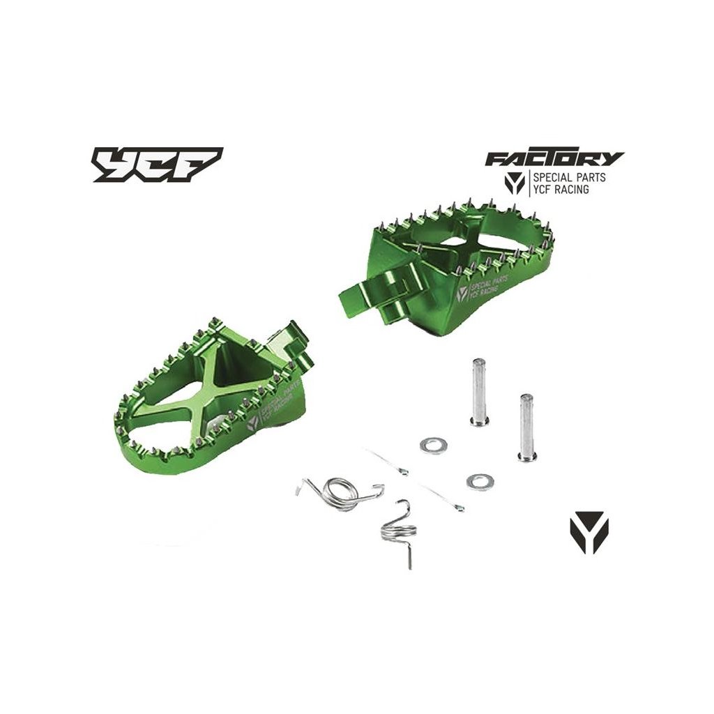 CNC hliníkové stupačky s ocelovými hroty zelené pitbike YCF