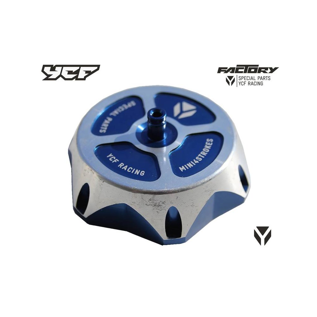 CNC víčko nádrže pitbike YCF modré