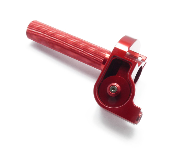 pitbike plynová rukojeť CNC červená, Stomp, DemonX, WPB