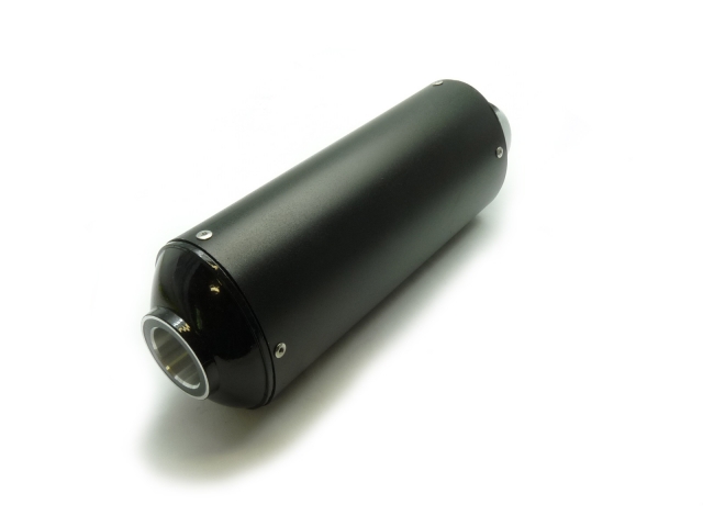 pitbike koncovka výfuku oválná, černá s logem Stomp, 28 mm svod