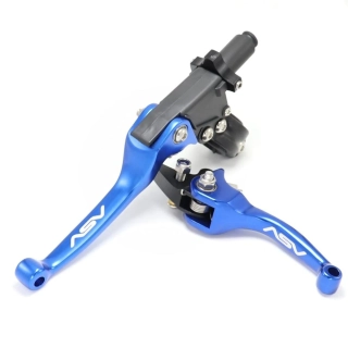 pitbike páčky ASV styl, modré, nastavitelné, sklopné Stomp, DemonX, WPB